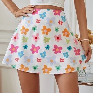 NWOT Floral Print High Waist Skirt